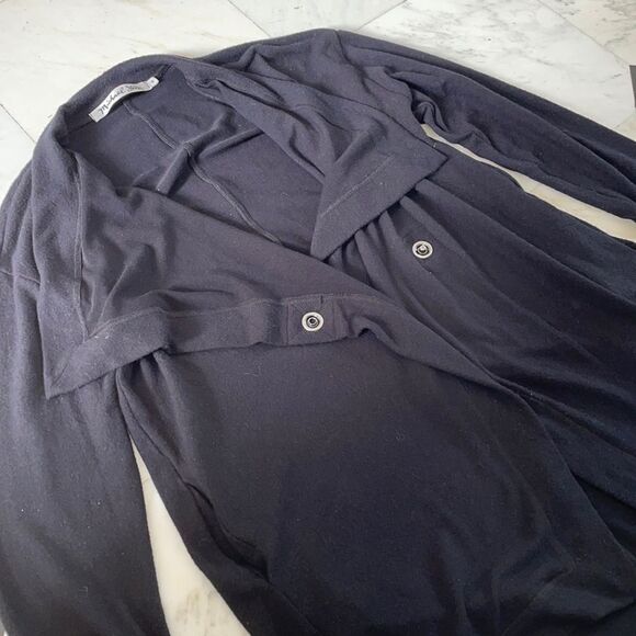 Michael Stars Long Sleeve Black Wrap Cardigan - Picture 3 of 6